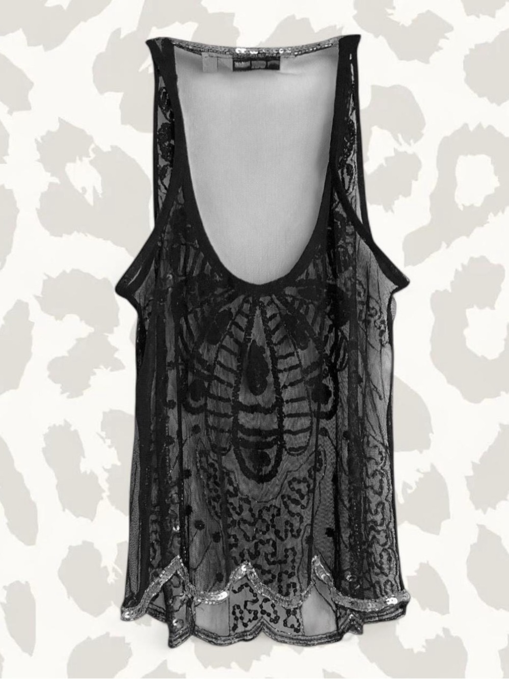 Sheer Black Sequin Embellished Tank Top - Picture 2 of 5